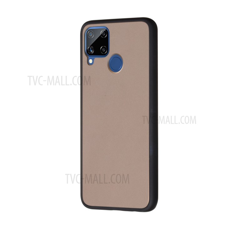 Matte Drop-proof PC + TPU Hybrid Protector Case for Realme C15 - Black-2
