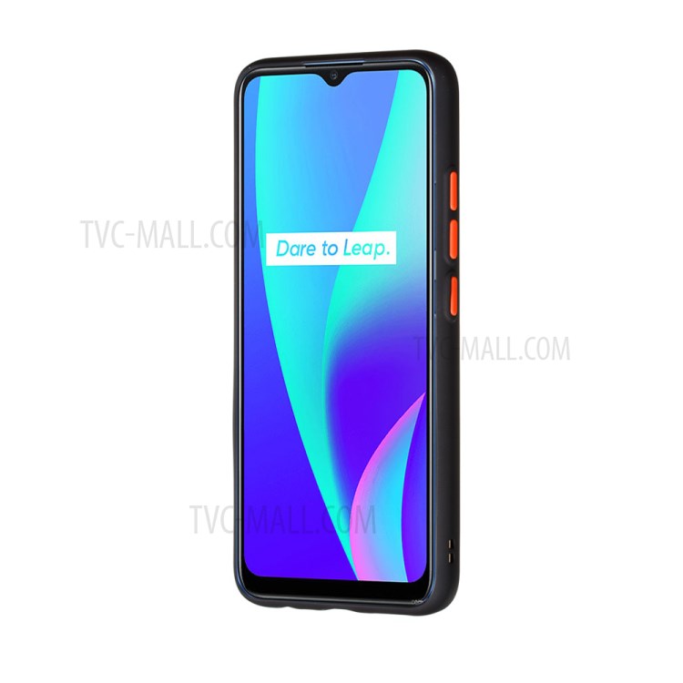 Matte Drop-proof PC + TPU Hybrid Protector Case for Realme C15 - Black-3