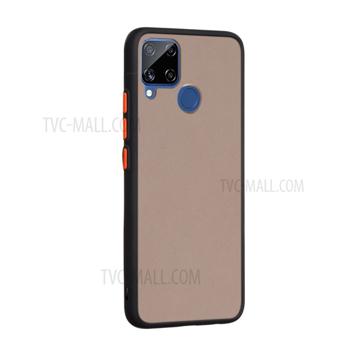 Matte Drop-proof PC + TPU Hybrid Protector Case for Realme C15 - Black-4