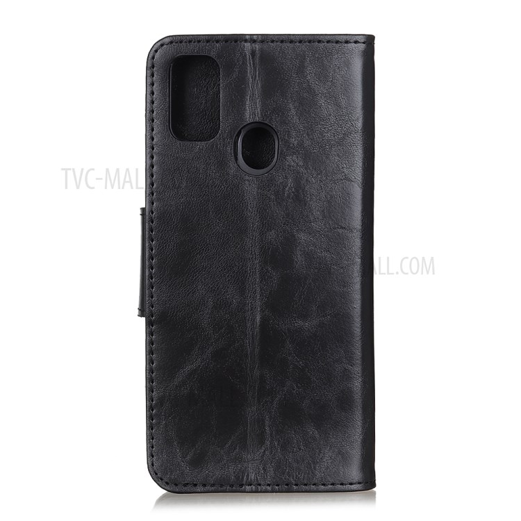 Crazy Horse Skin Leather Protective Shell for Oppo A53(2020) - Black-11