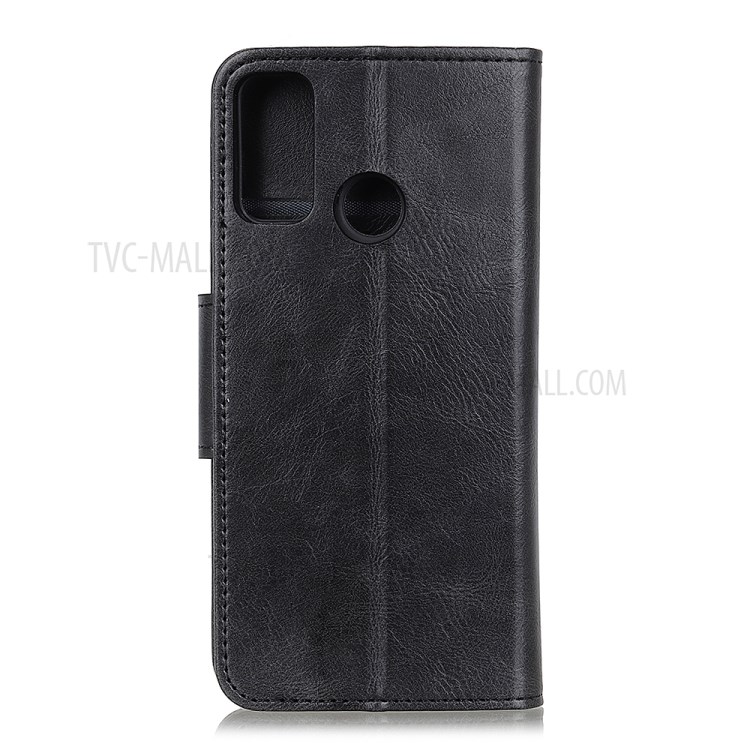 Crazy Horse PU Leather Wallet Stand Protector Cover for Oppo A53 (2020) - Black-2