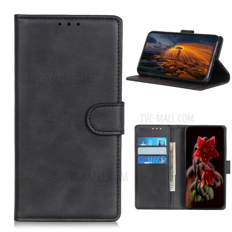Matte PU Leather Cover for Realme X7 Pro - Black-1