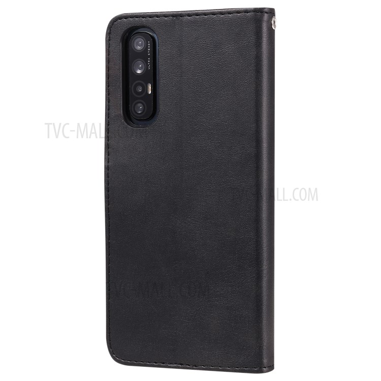 Zipper Pocket Leather Protector Wallet Case for OPPO Find X2 Neo/Reno3 Pro - Black-3