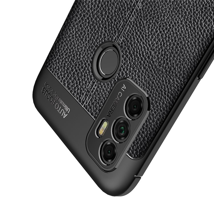 Litchi Texture Soft TPU Back Shell for Oppo A53(2020)- Black-3