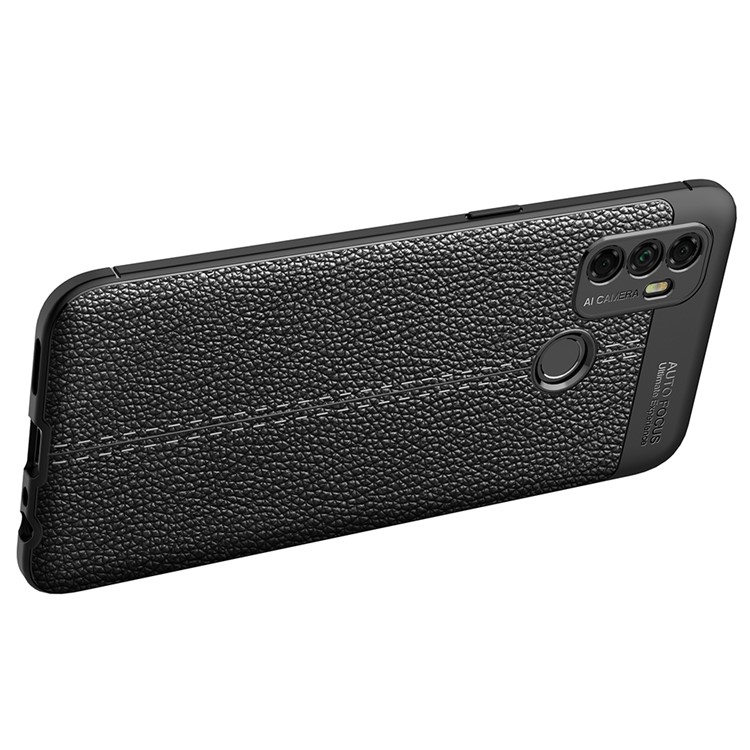 Litchi Texture Soft TPU Back Shell for Oppo A53(2020)- Black-6