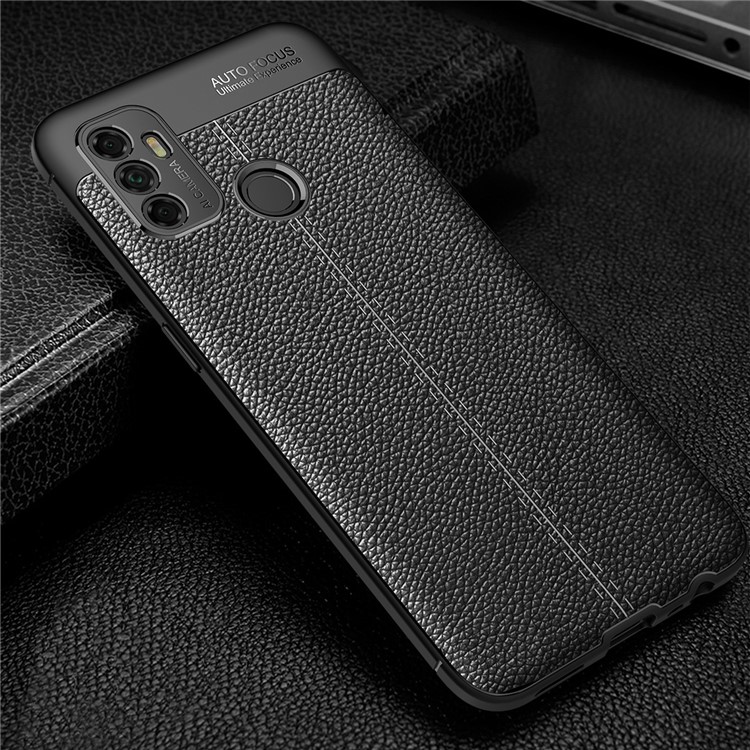 Litchi Texture Soft TPU Back Shell for Oppo A53(2020)- Black-9