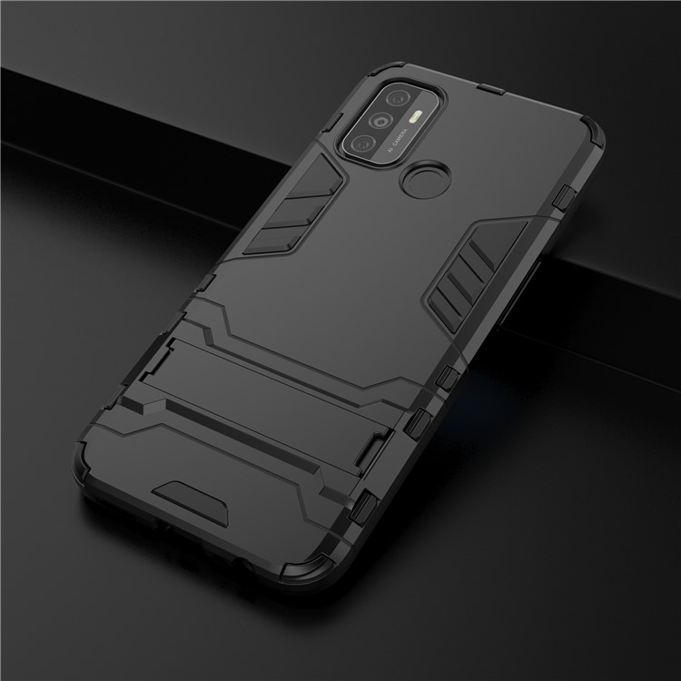 2-in-1 Plastic + TPU Hybrid Case with Kickstand for Oppo A53/A32 (2020) - Black-8