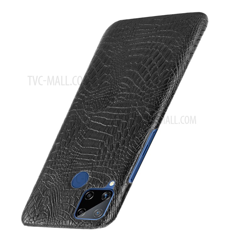 Crocodile Skin PU Leather Coated PC Case for Realme C15 - Black-3