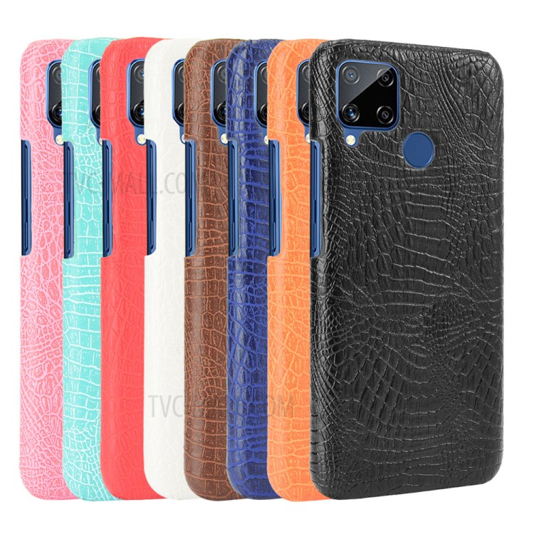 Crocodile Skin PU Leather Coated PC Case for Realme C15 - Black-6