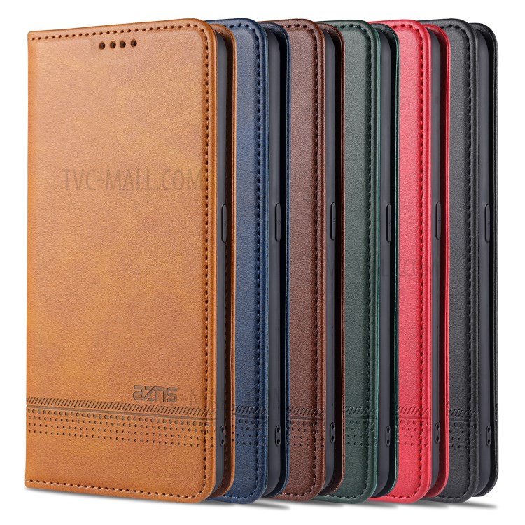 AZNS Magnetic Absorbed Leather Wallet Cover Case with Stand for OPPO A9 (2020)/A11x - Brown-10