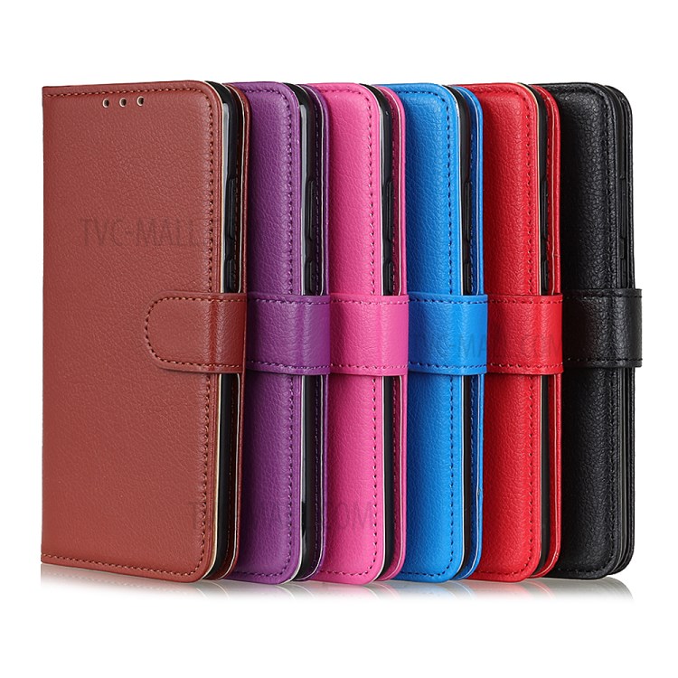 Litchi Texture Leather Mobile Phone Stylish Case for Realme V3 - Black-8