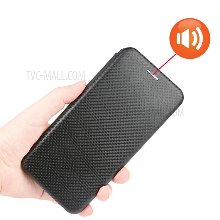 Carbon Fiber Auto-absorbed Leather Case with Card Holder for Realme V3 - Black-11