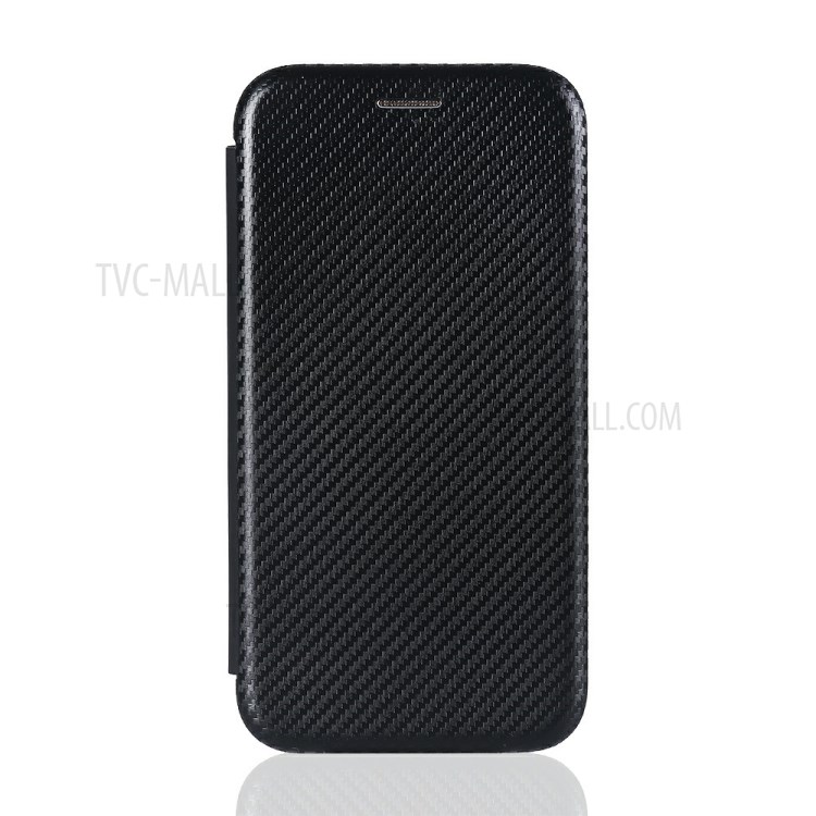 Carbon Fiber Auto-absorbed Leather Case with Card Holder for Realme V3 - Black-4