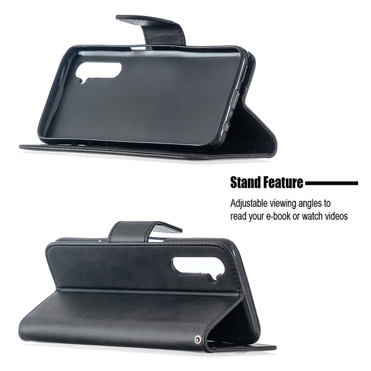 PU Leather Wallet Stand Phone Case for Realme 6 - Black-5