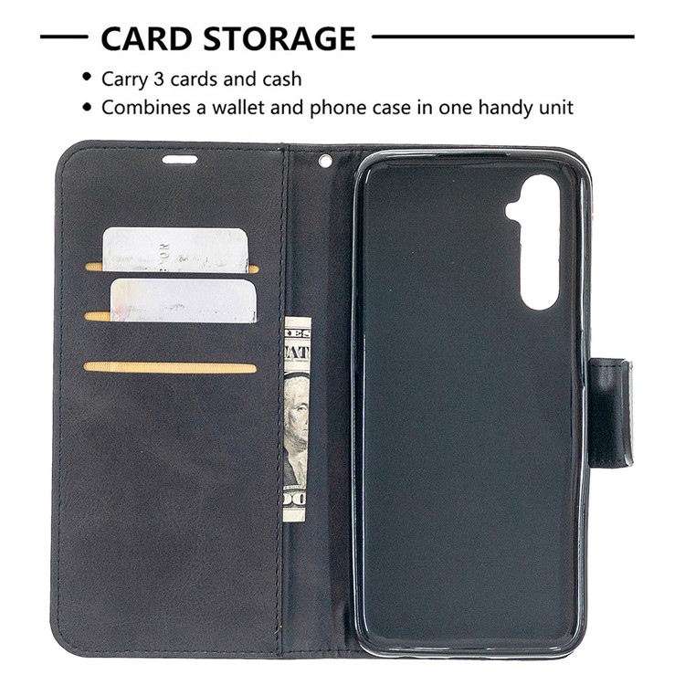 PU Leather Wallet Stand Phone Case for Realme 6 - Black-6