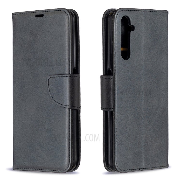 PU Leather Wallet Stand Phone Case for Realme 6 Pro - Black-4