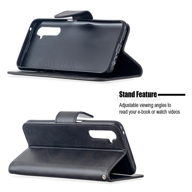 PU Leather Wallet Stand Phone Case for Realme 6 Pro - Black-5
