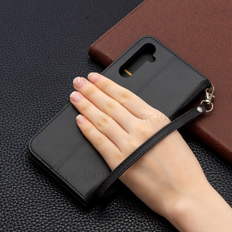 PU Leather Wallet Stand Phone Case for Realme 6 Pro - Black-9