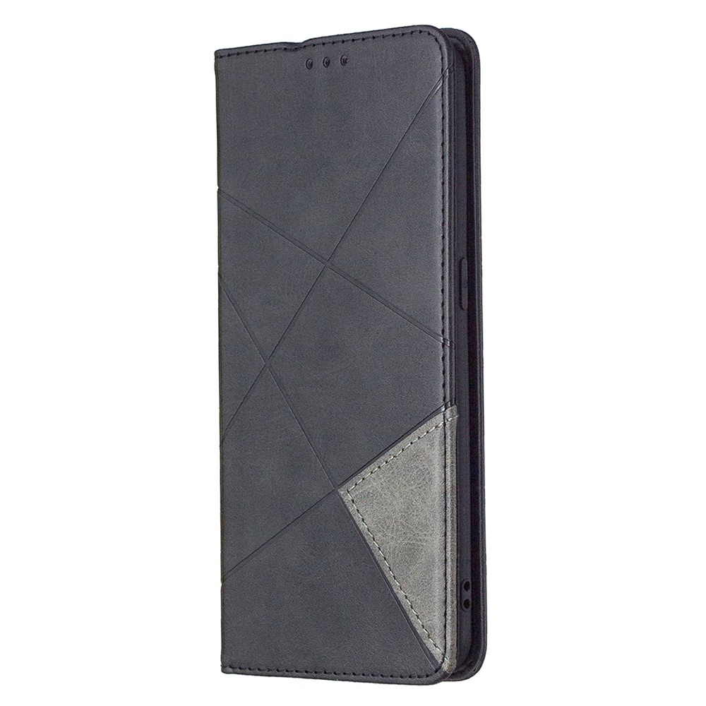 Geometric Pattern Leather Stand Case Card Holder Shell for Oppo Find X2 Lite - Black-2