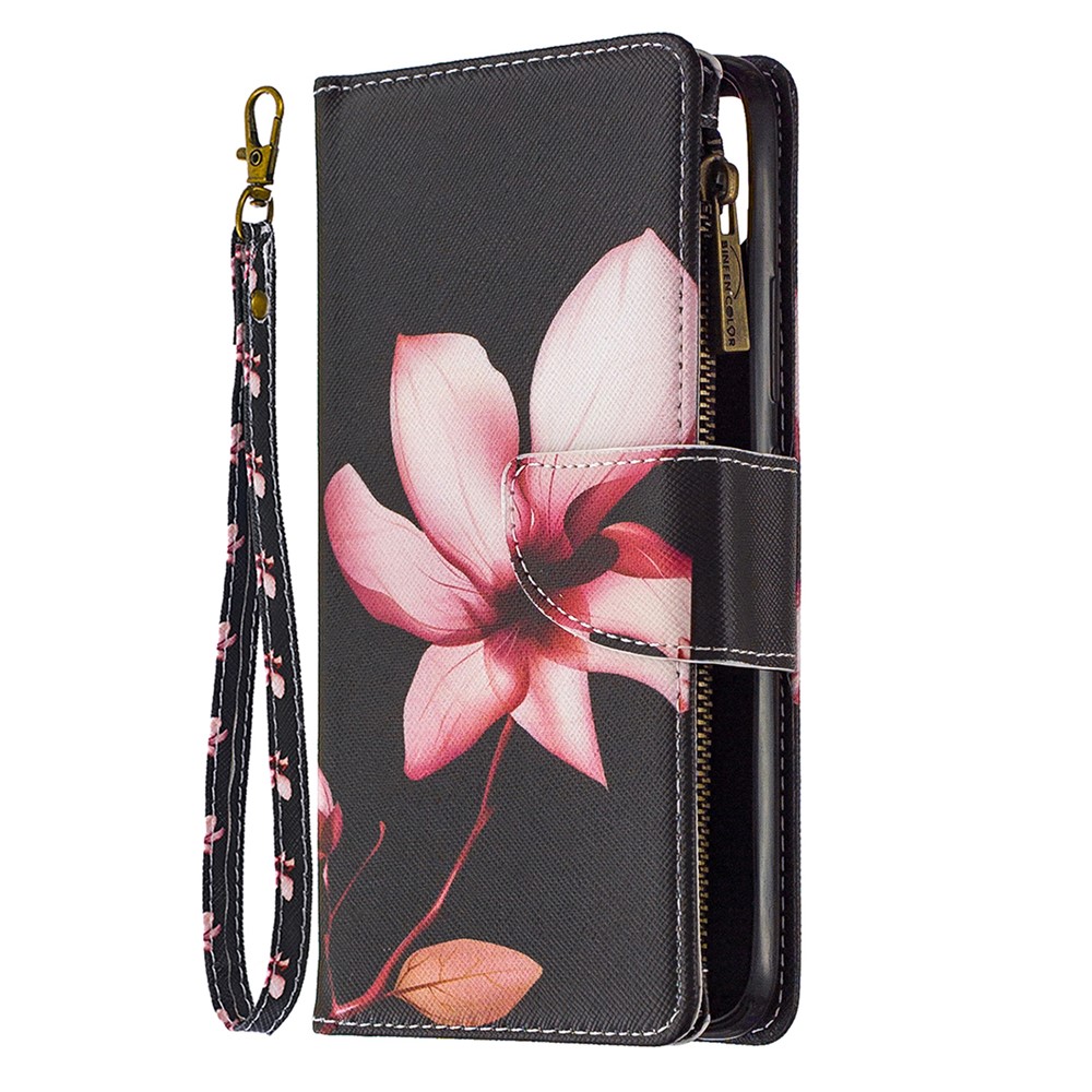 BF03 Pattern Printing Zipper Wallet Leather Phone Case for Realme C11 - Flower-2