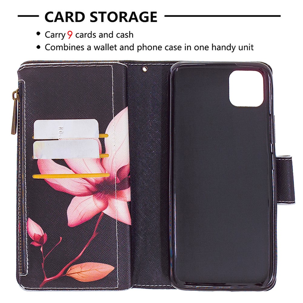 BF03 Pattern Printing Zipper Wallet Leather Phone Case for Realme C11 - Flower-6