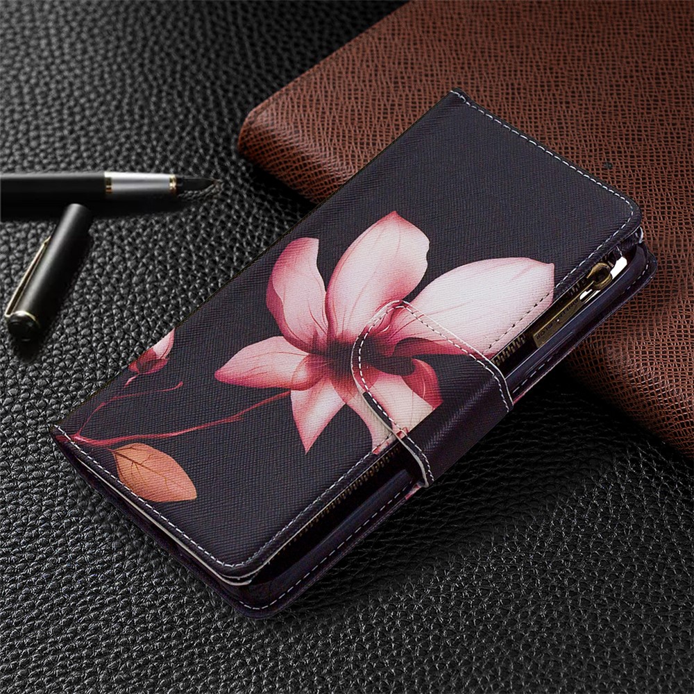 BF03 Pattern Printing Zipper Wallet Leather Phone Case for Realme C11 - Flower-7