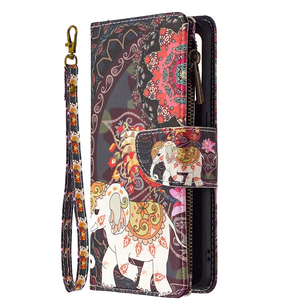 BF03 Pattern Printing Zipper Wallet Leather Phone Case for Oppo Find X2 Lite - Elephant-2