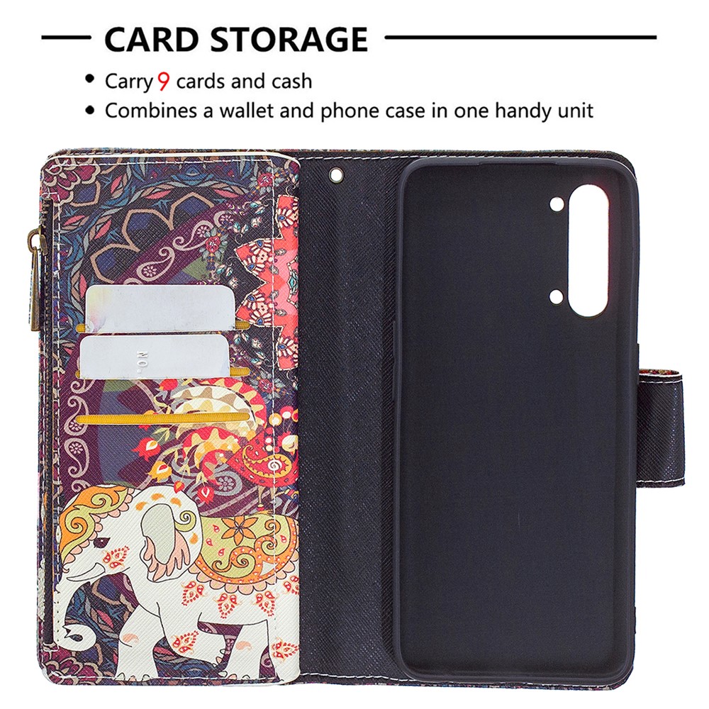 BF03 Pattern Printing Zipper Wallet Leather Phone Case for Oppo Find X2 Lite - Elephant-6