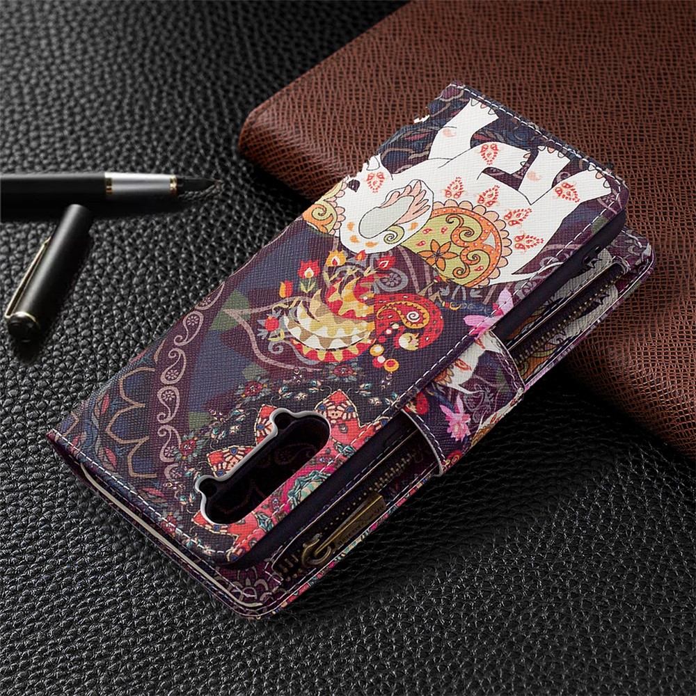 BF03 Pattern Printing Zipper Wallet Leather Phone Case for Oppo Find X2 Lite - Elephant-8