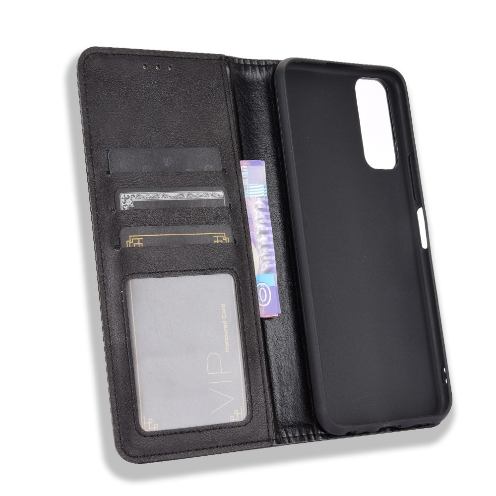 Retro Style PU Leather Stand Wallet Phone Casing for vivo Y20/Y20i - Black-3