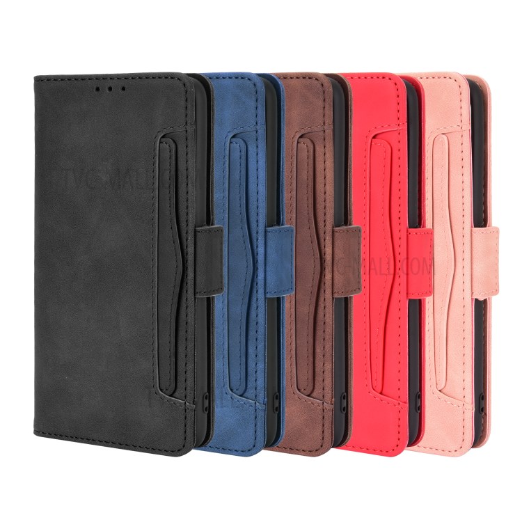 Multi-slot Leather Case Wallet Stand Shell Protector for Realme X7 Pro 5G - Black-13