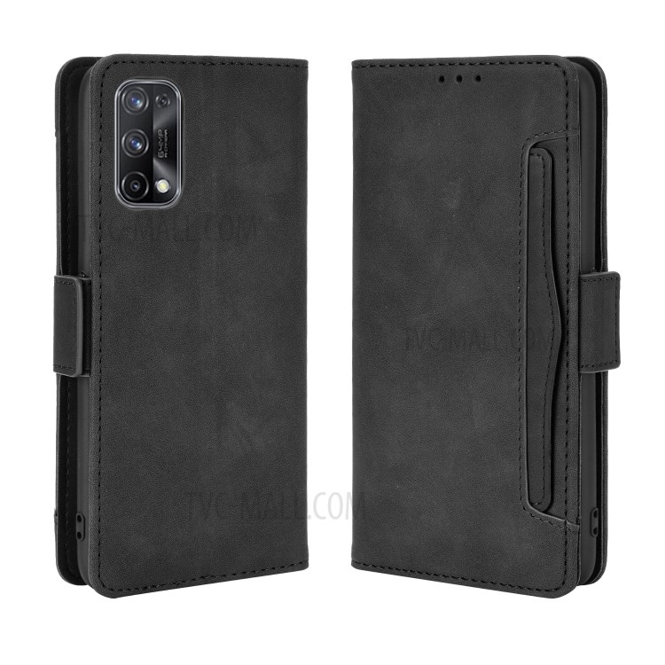 Multi-slot Leather Case Wallet Stand Shell Protector for Realme X7 Pro 5G - Black-7