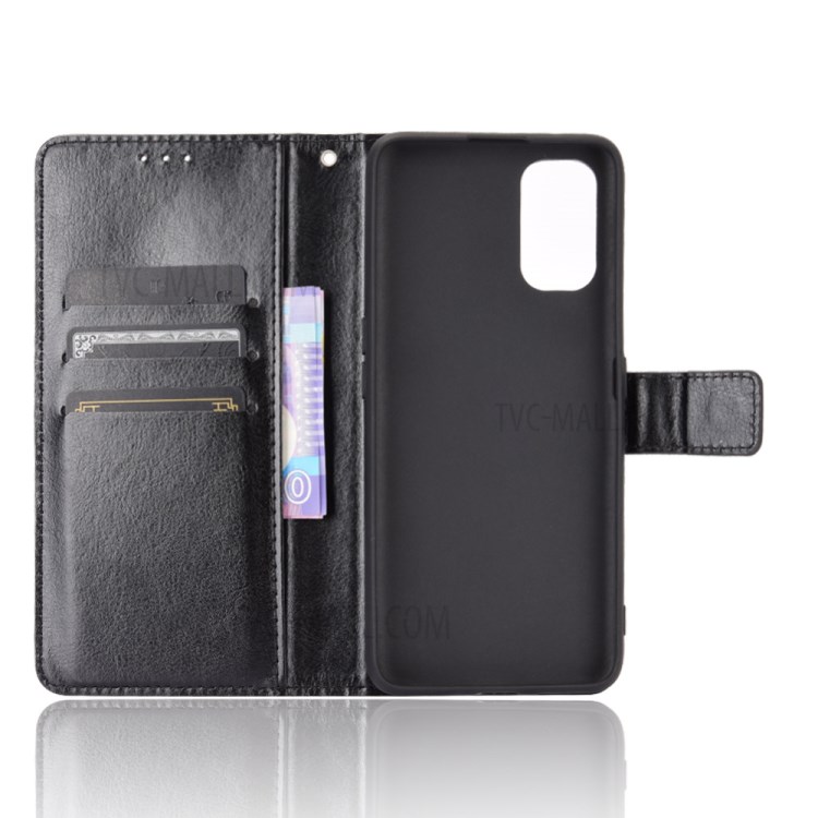 Crazy Horse Skin Wallet Leather Case for Realme X7 5G - Black-3