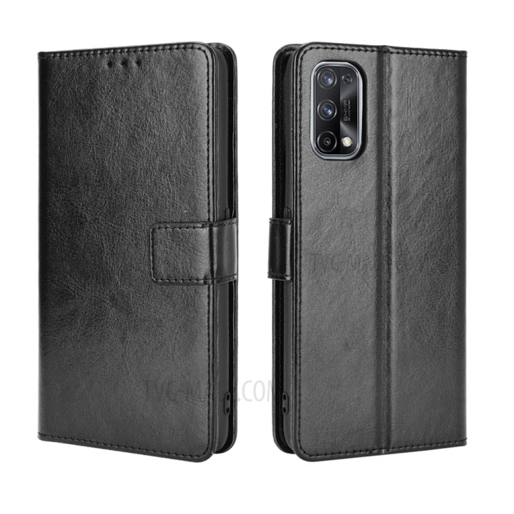 Crazy Horse Skin Wallet Leather Case for Realme X7 5G - Black-7