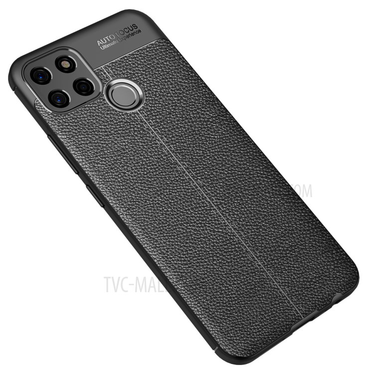 Texture Litchi Soft Tpu Shell Per il Regno C12/narzo 20/7i (globale) - Nero-2