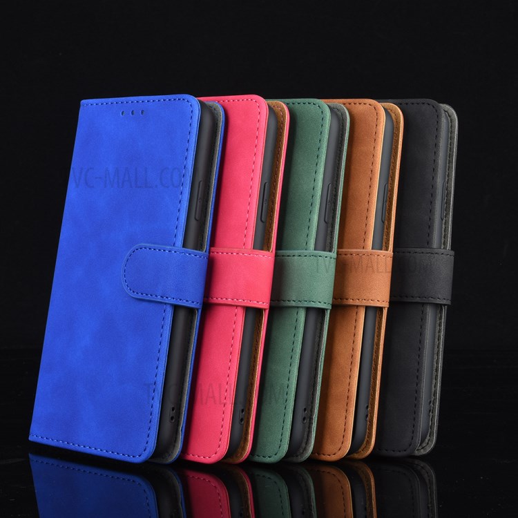 Skin-touch Wallet Stand Flip Leather Phone Cover for Realme V3/V3 5G - Black-10