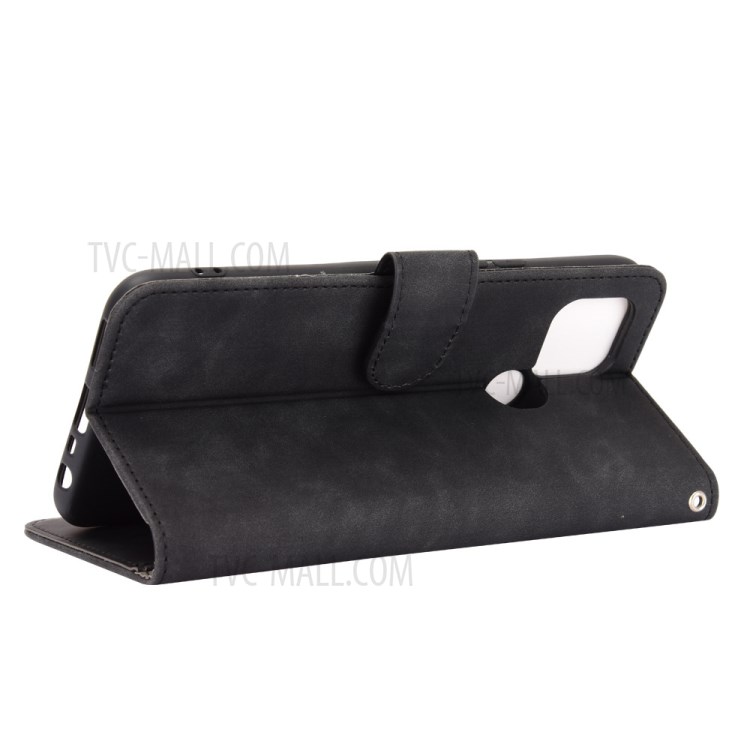 Skin-touch Wallet Stand Flip Leather Phone Cover for Realme V3/V3 5G - Black-4