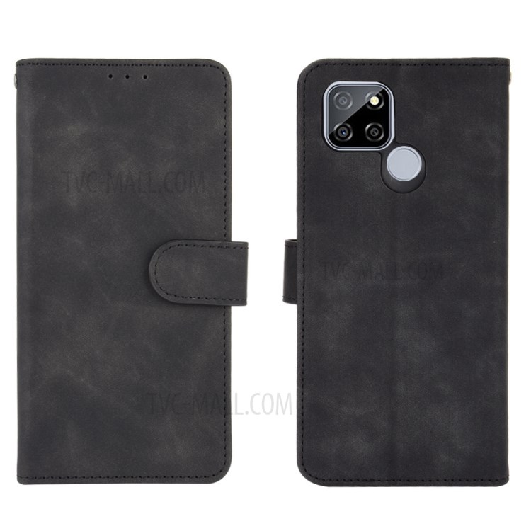 Skin-touch Wallet Stand Flip Leather Phone Cover for Realme V3/V3 5G - Black-6