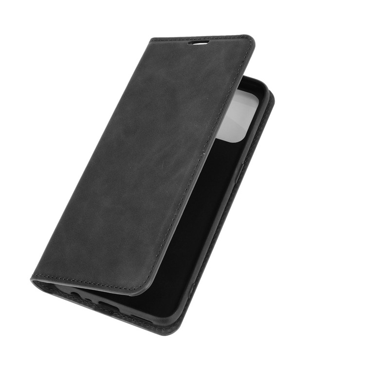 Silky Touch Leather Stand Shell Case for OPPO A53(2020) - Black-6