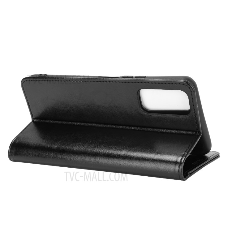 Crazy Horse Skin Leather Shell with Wallet Case for vivo Y20 - Black-4