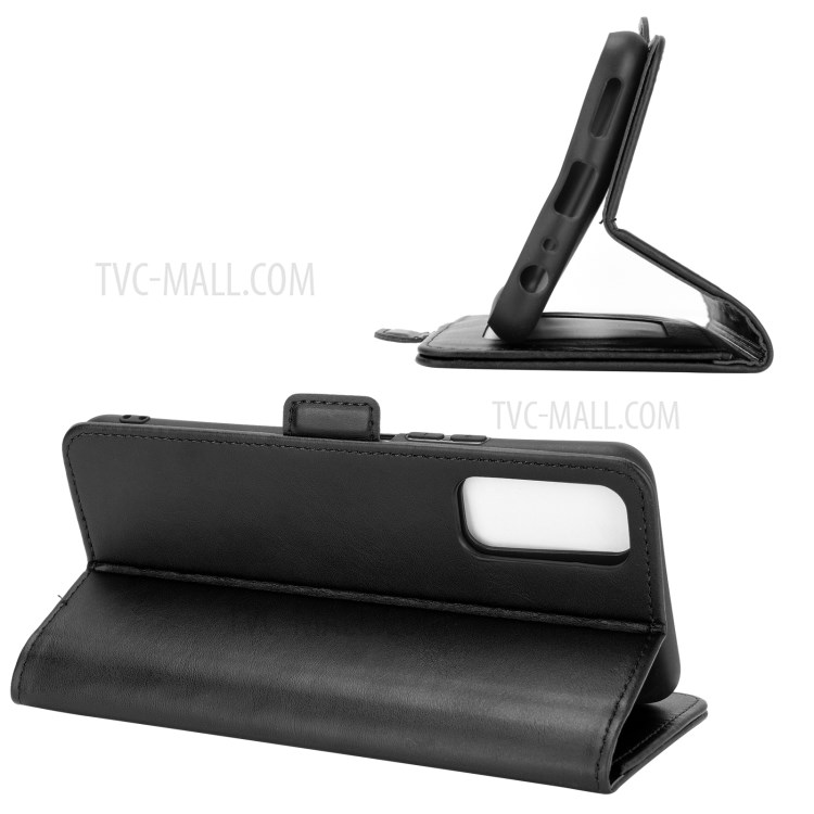 Double Clasp Flip Leather Wallet Stand Phone Cover for vivo Y20 - Black-2