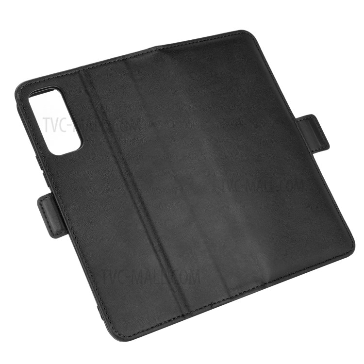 Double Clasp Flip Leather Wallet Stand Phone Cover for vivo Y20 - Black-6