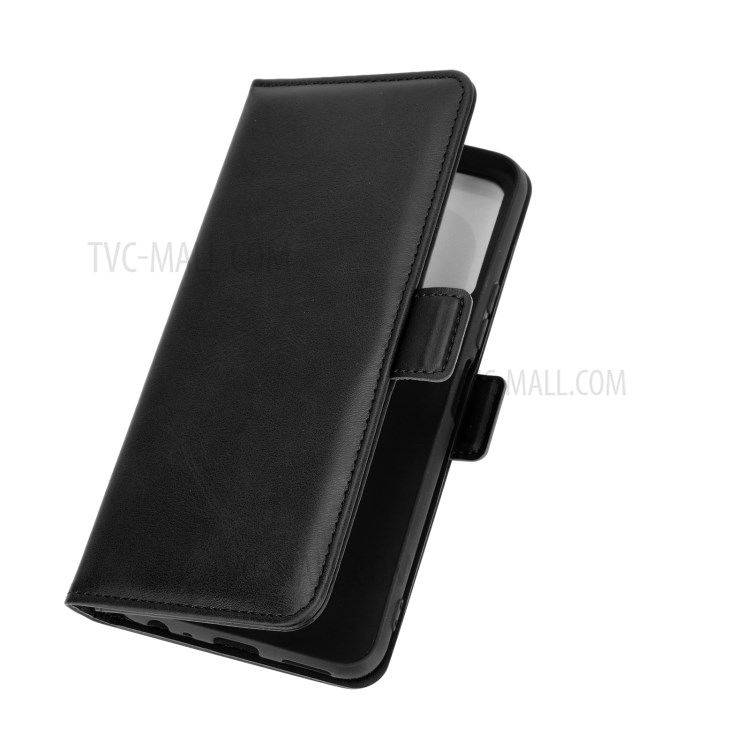 Double Clasp Flip Leather Wallet Stand Phone Cover for vivo Y20 - Black-7