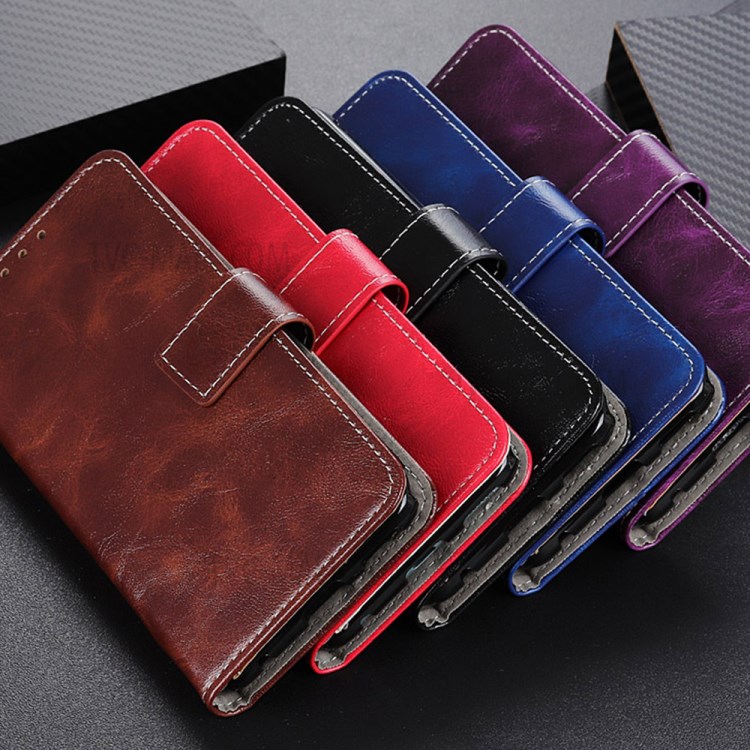Crazy Horse Wallet Leather Stand Case for OPPO F17 Pro - Black-10