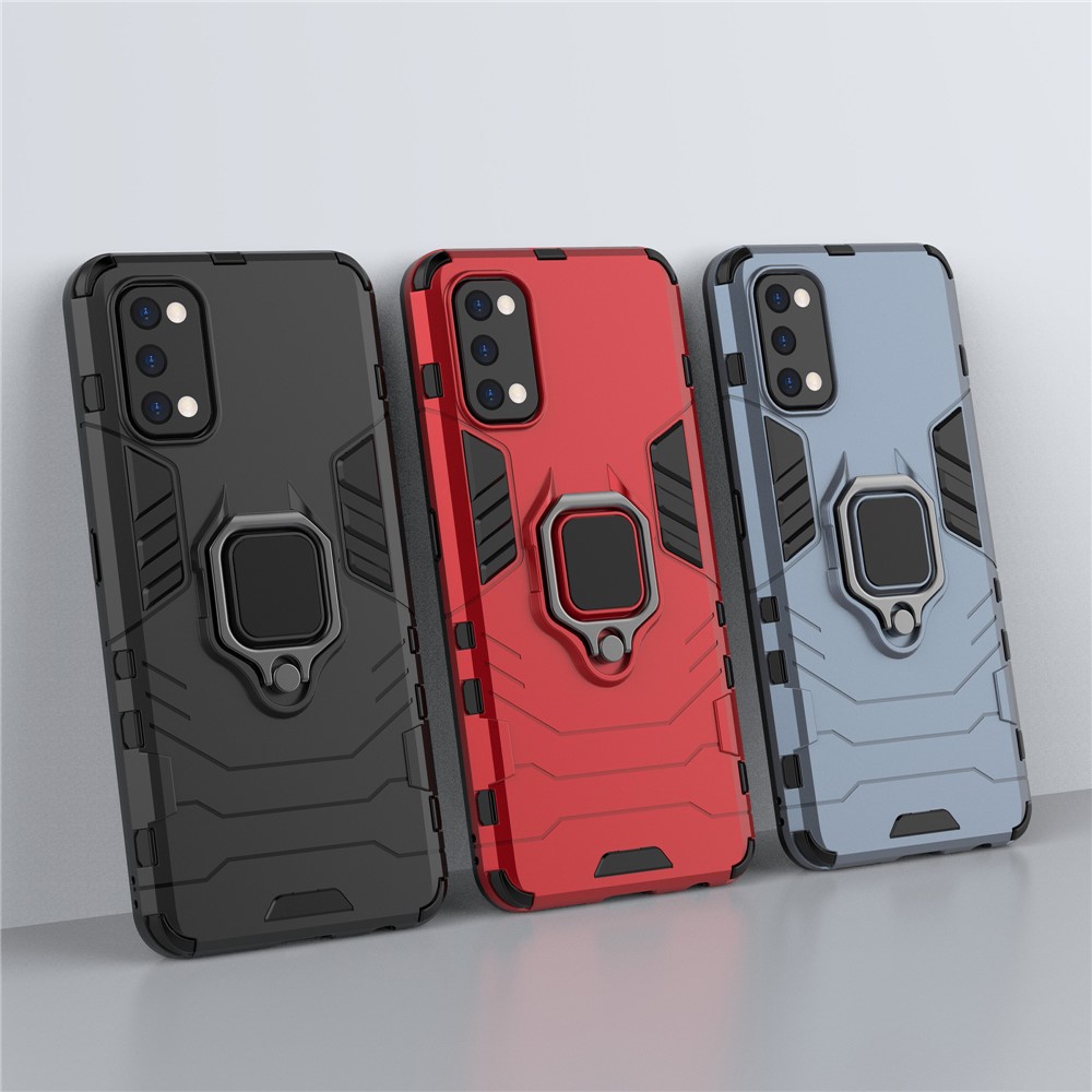 Ring-Shape Kickstand PC + TPU Phone Case for OPPO Realme 7 Pro - Black-10