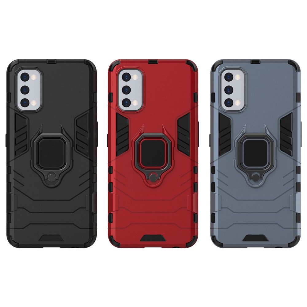 Ring-Shape Kickstand PC + TPU Phone Case for OPPO Realme 7 Pro - Black-11