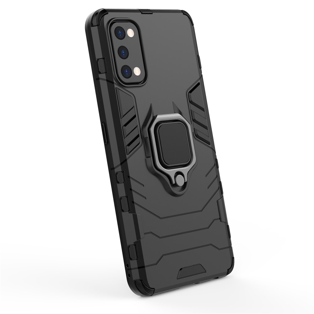 Ring-Shape Kickstand PC + TPU Phone Case for OPPO Realme 7 Pro - Black-2