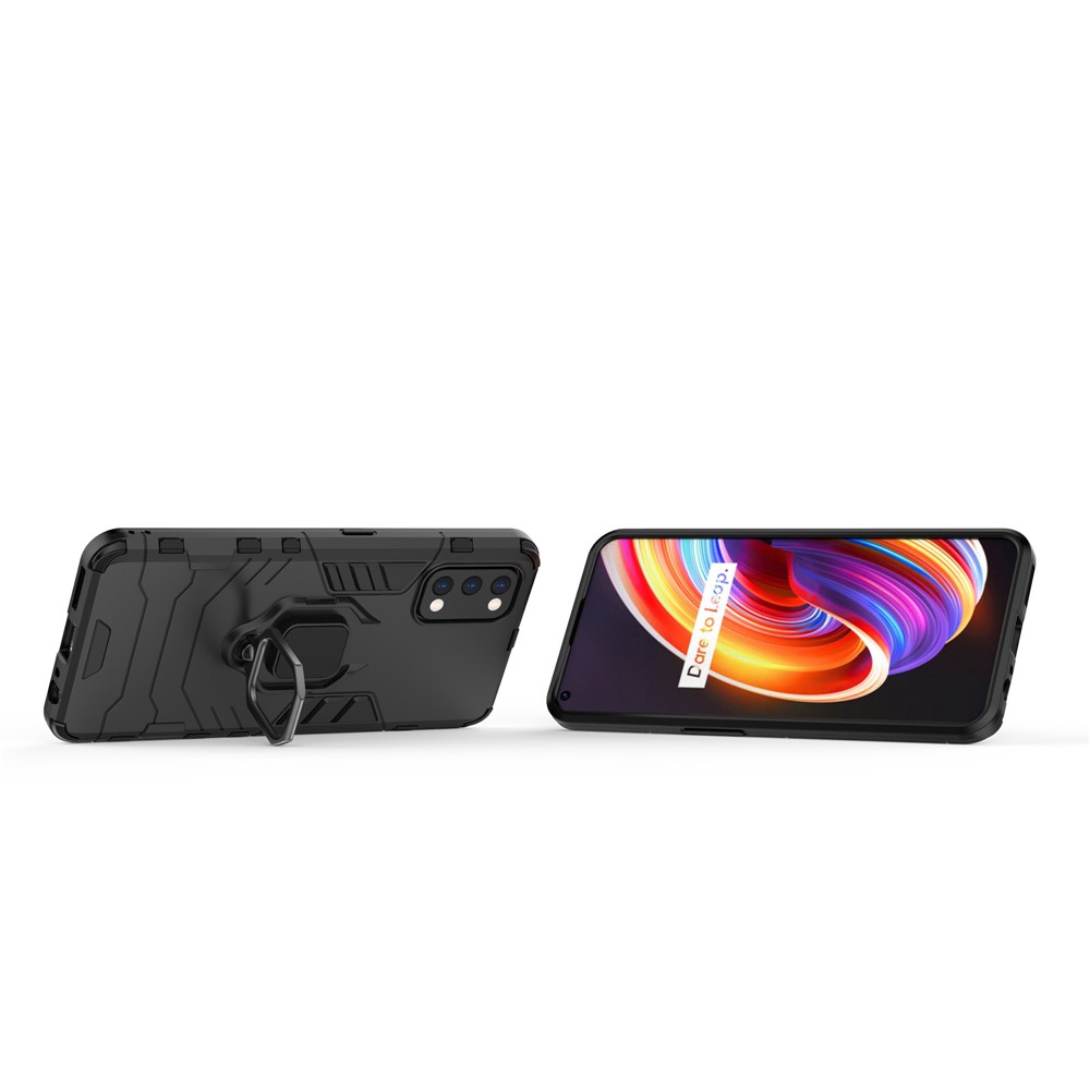 Ring-Shape Kickstand PC + TPU Phone Case for OPPO Realme 7 Pro - Black-3