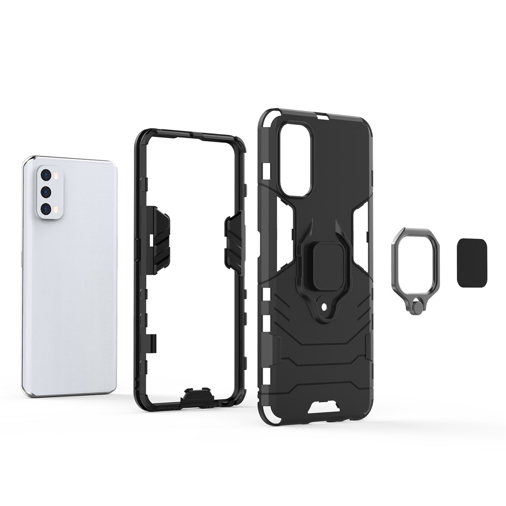 Ring-Shape Kickstand PC + TPU Phone Case for OPPO Realme 7 Pro - Black-4