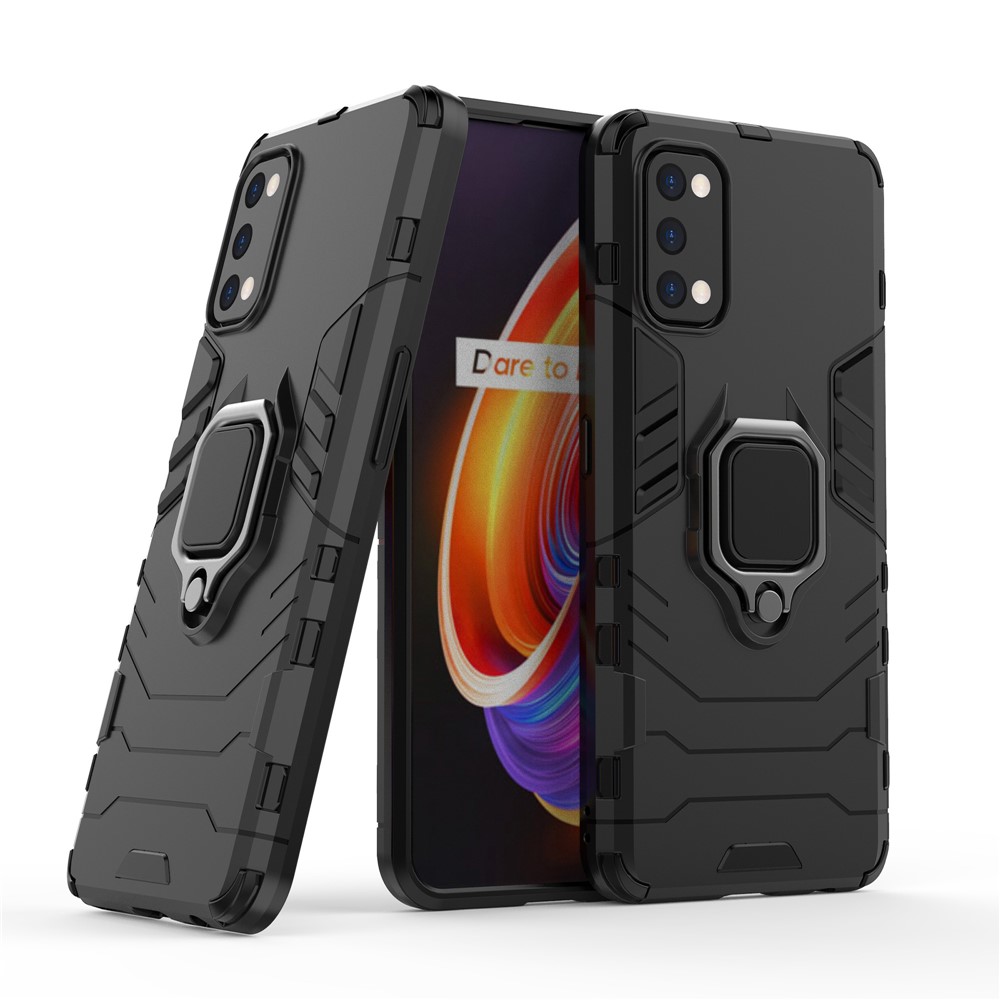 Ring-Shape Kickstand PC + TPU Phone Case for OPPO Realme 7 Pro - Black-6